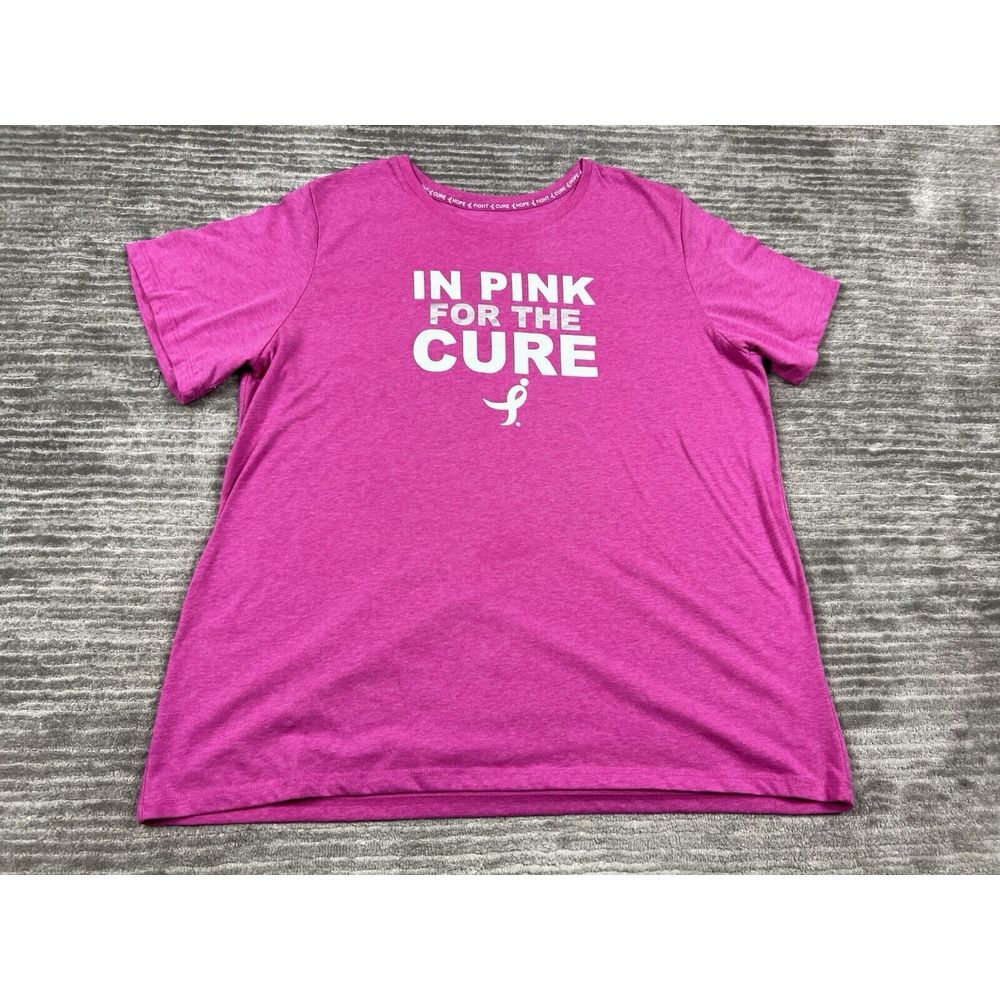 Susan G. Komen‎ Top Womens XXL Pink Short Sleeve Polyester Blend